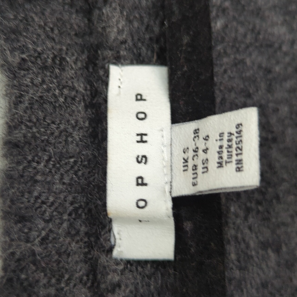 Topshop‎ Dark Gray Long Puff Sleeve V Neck Cardigan Sweater Size 4-6 - Picture 8 of 9